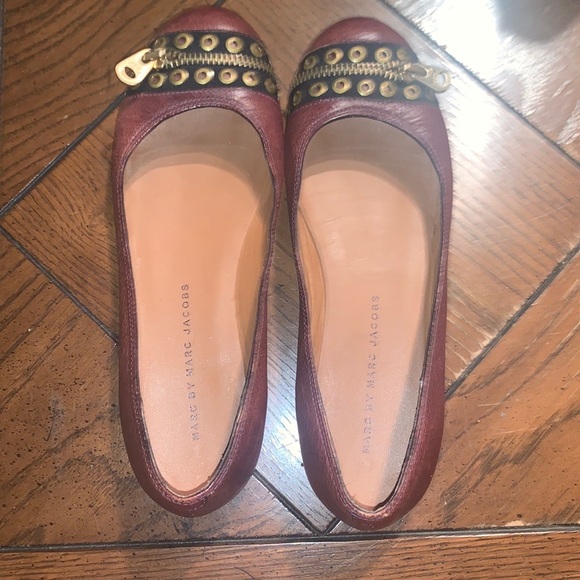 Marc By Marc Jacobs Shoes - Marc by Marc Jacobs gold zipper detail accent brown leather flats 36 / 6